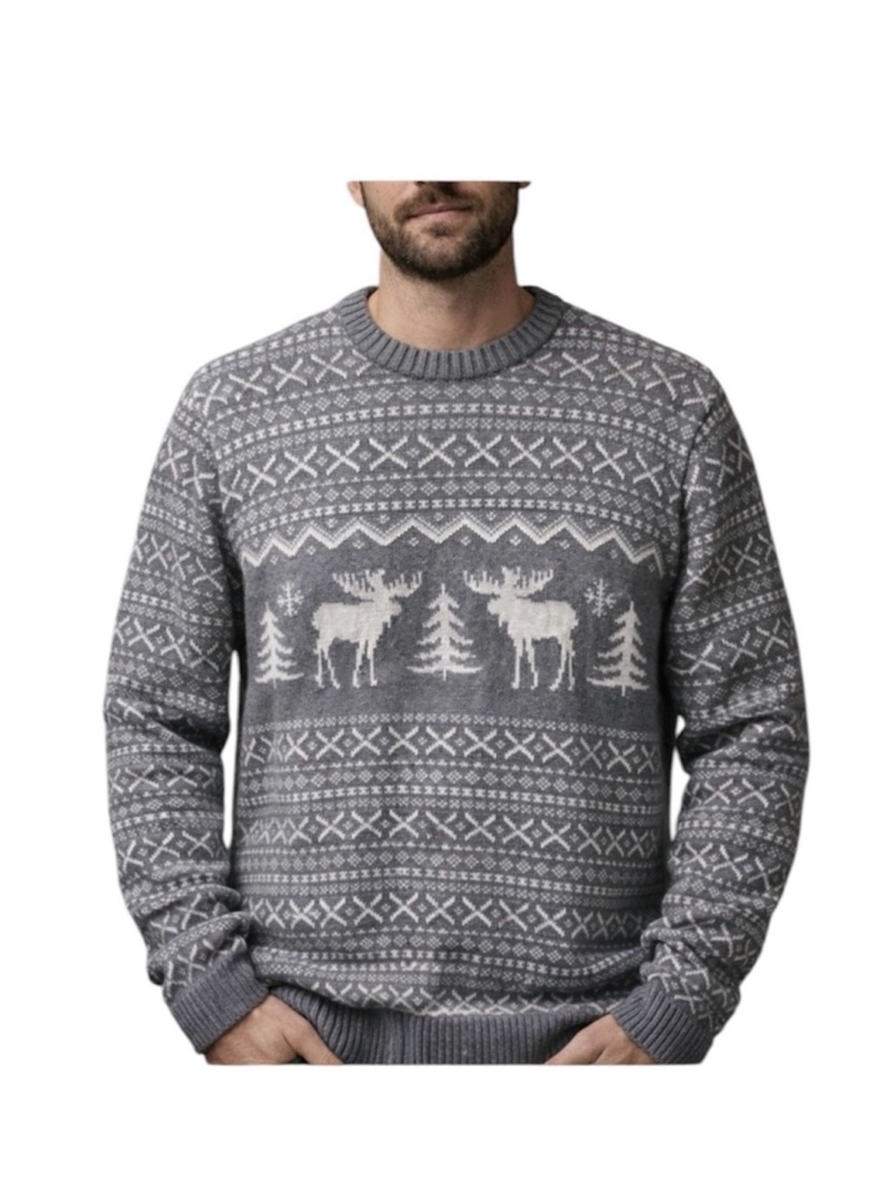 St. John’s Bay gray reindeer sweater - large